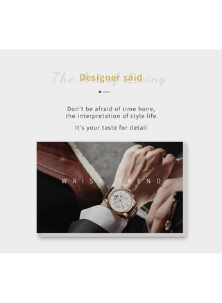 Waterproof Watches for Men Analog Quartz Watch for Business with Luxury Leather Strap Pure Black - view 3